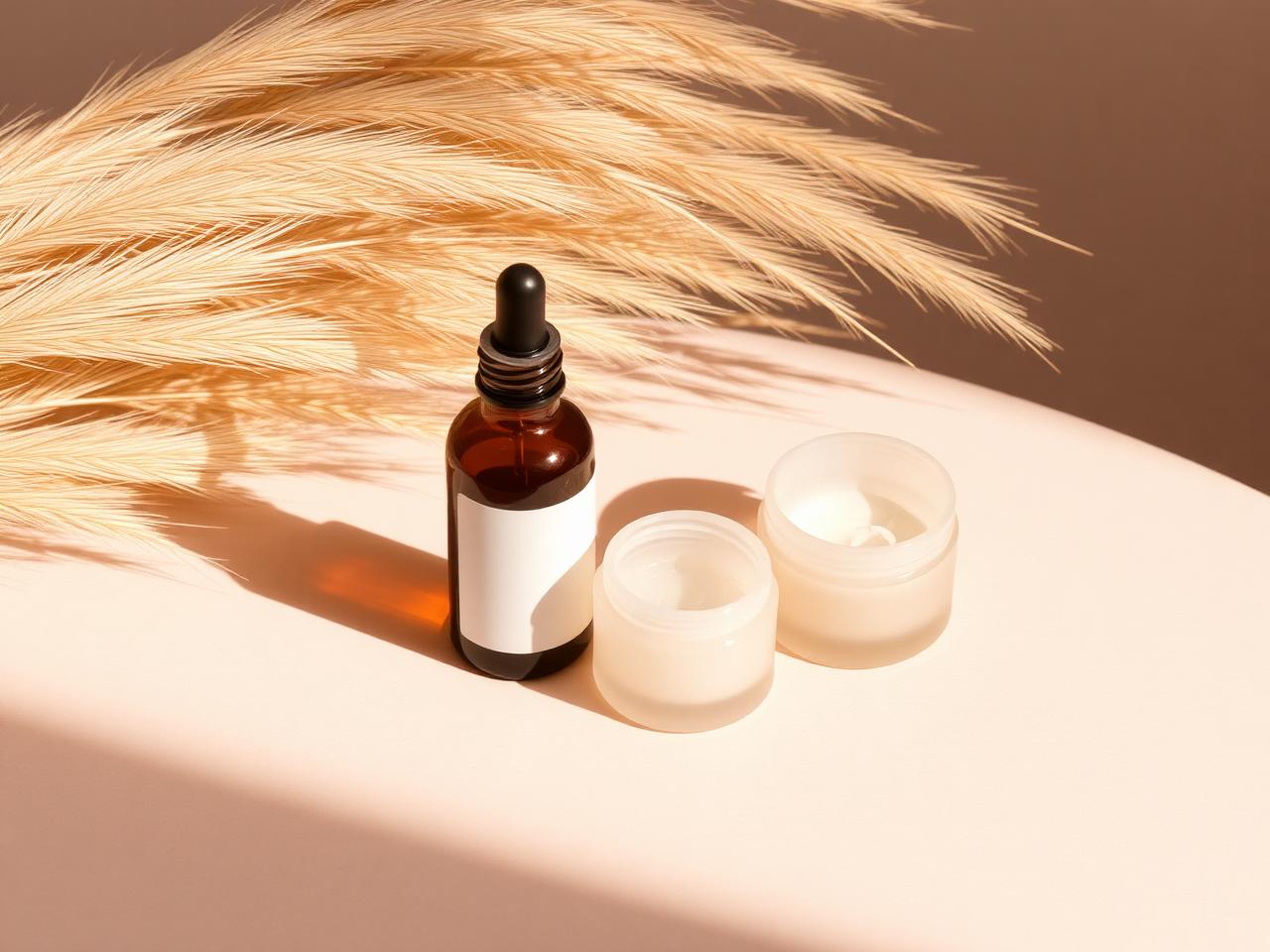Skincare bottles still life